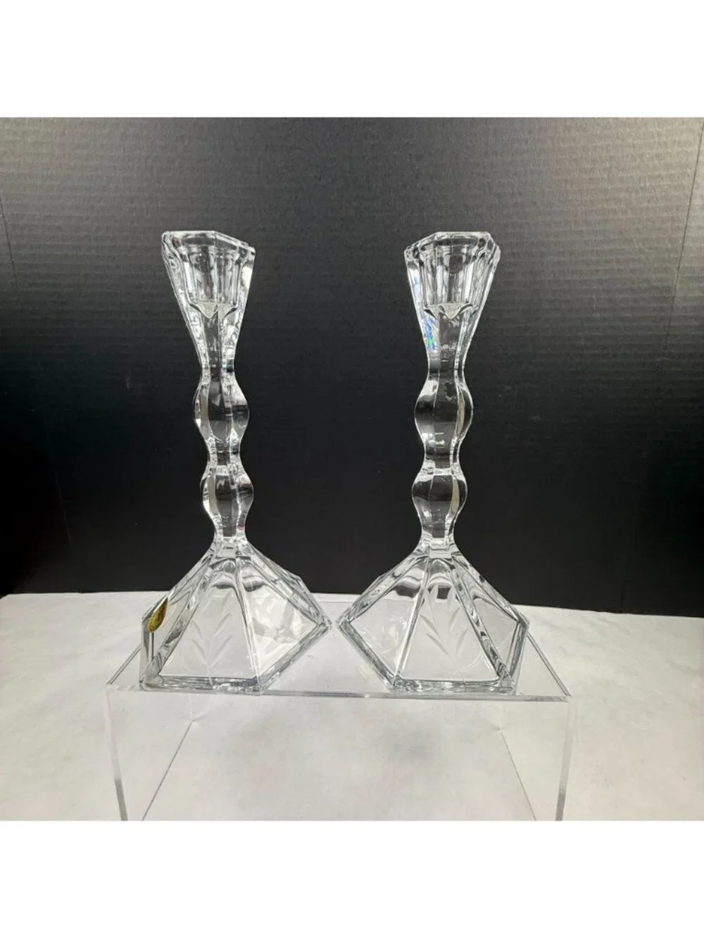 Vintage Princess House Heritage 24% Lead Crystal Candlesticks With Original Box